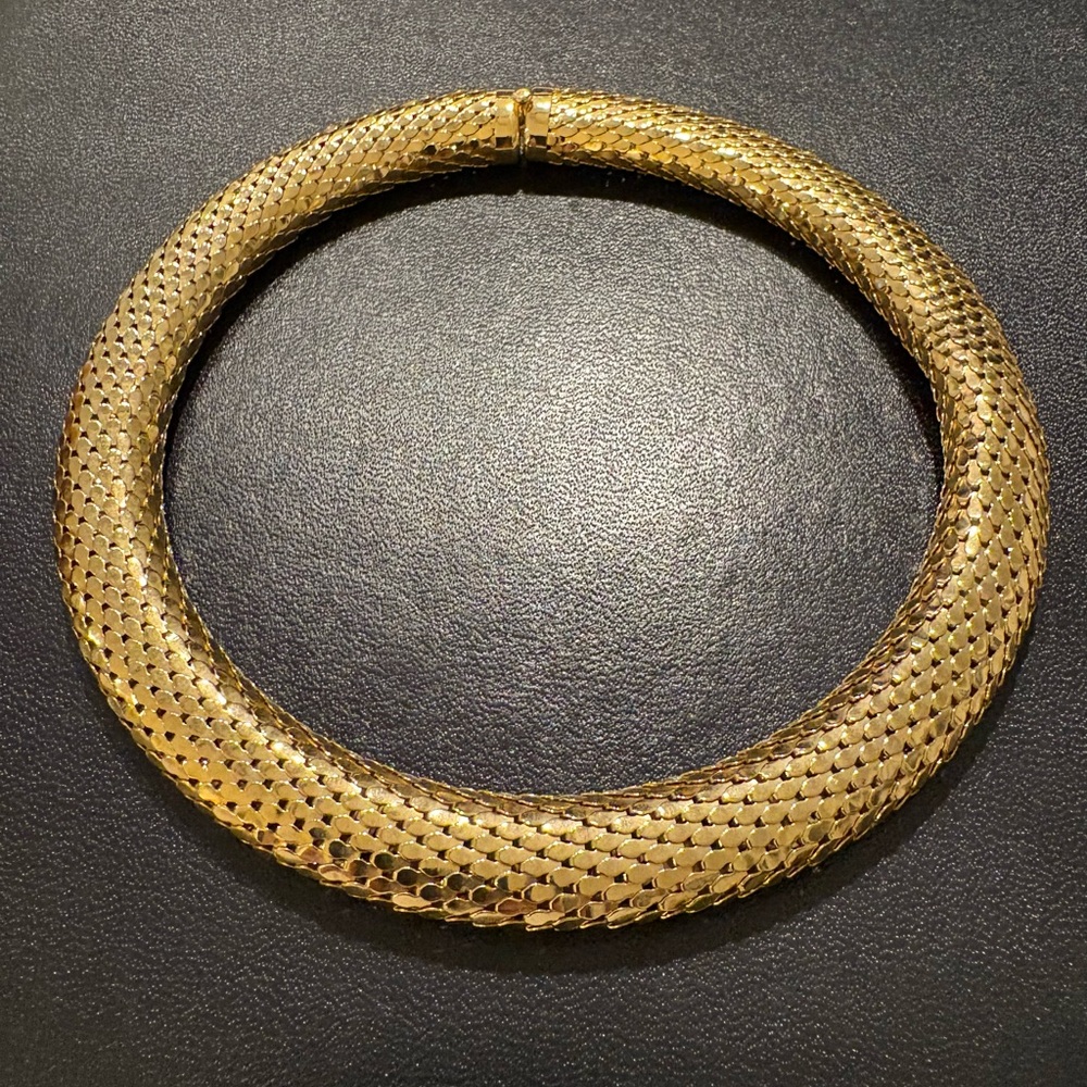 Vintage Snakelike Coiled Gold Tone Mesh Necklace